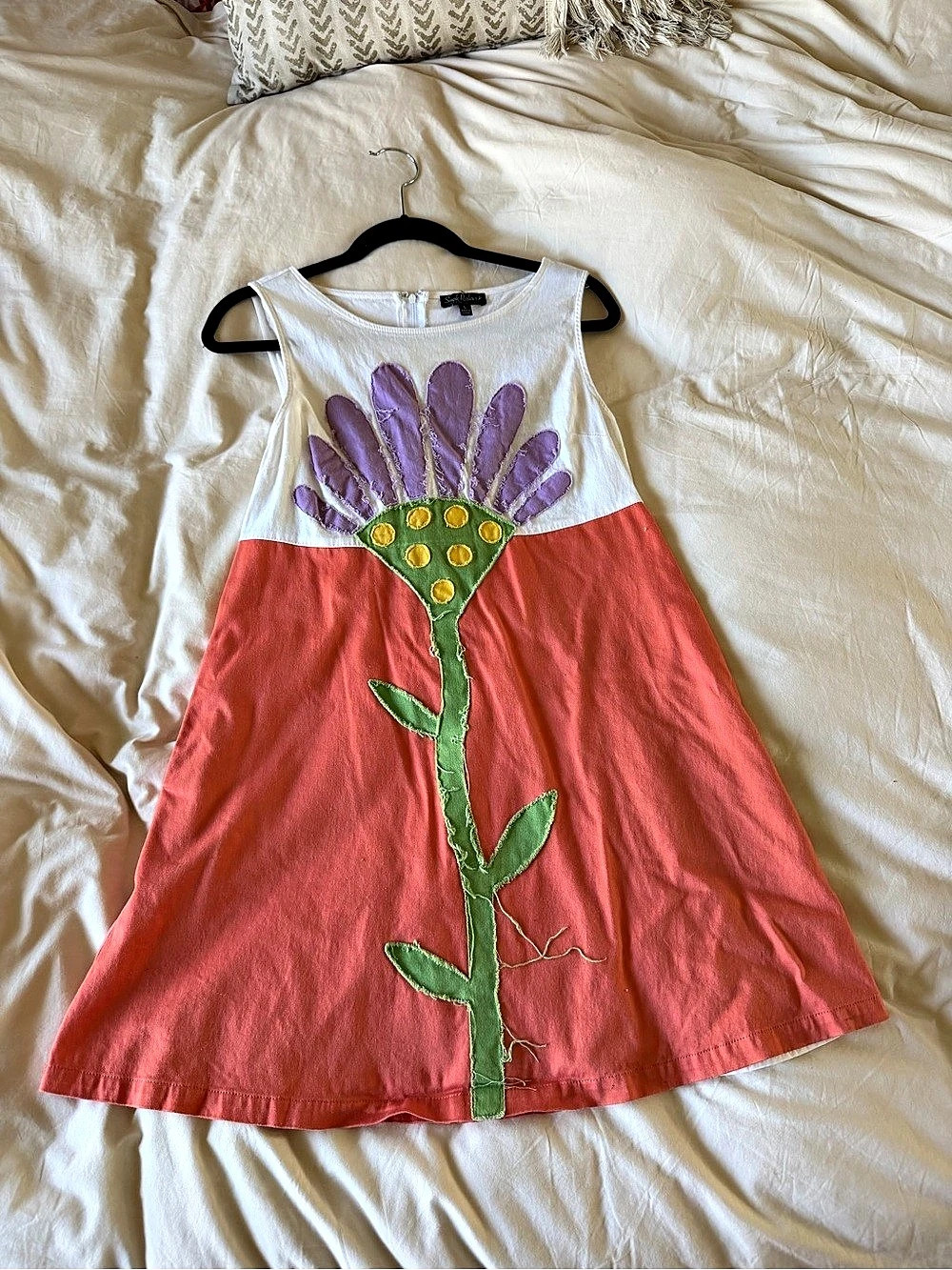 Smak Parlour Embroidered Mini Dress in Pink & White Size Large